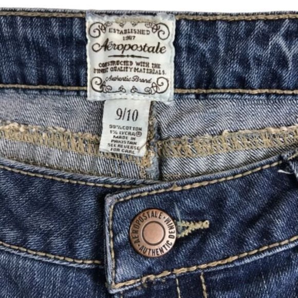 Aeropostale Jeans Womens 9/10 Short Mid Rise Straight Leg Stone Wash Blue Denim - Picture 7 of 9